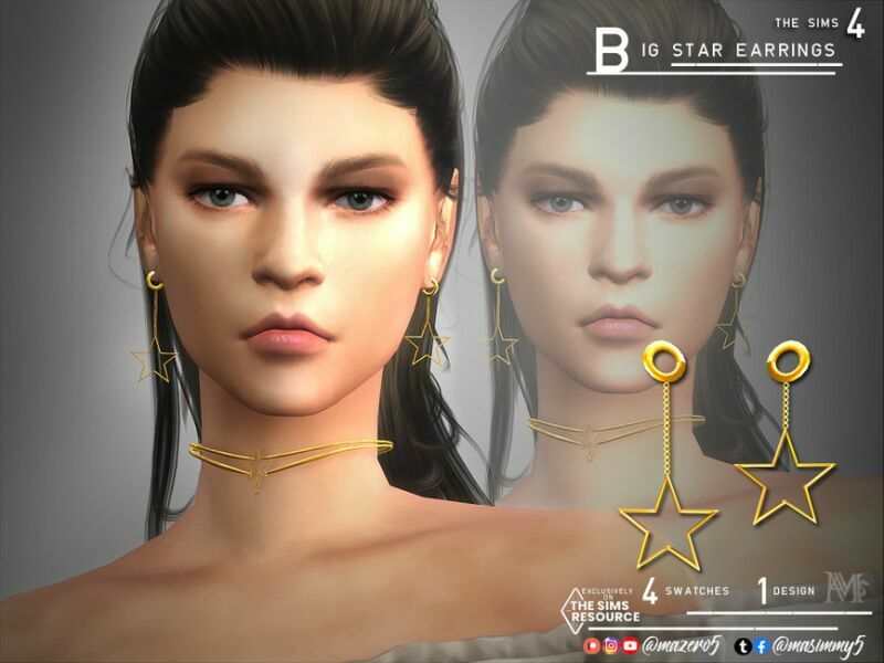 BIG Star Earrings By Mazero5 Sims 4 CC