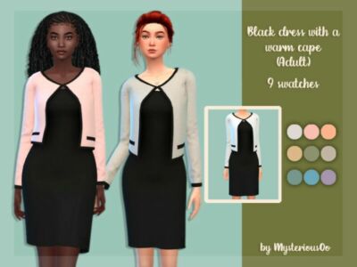 Black Dress With A Warm Cape Adult By Mysteriousoo Sims 4 CC