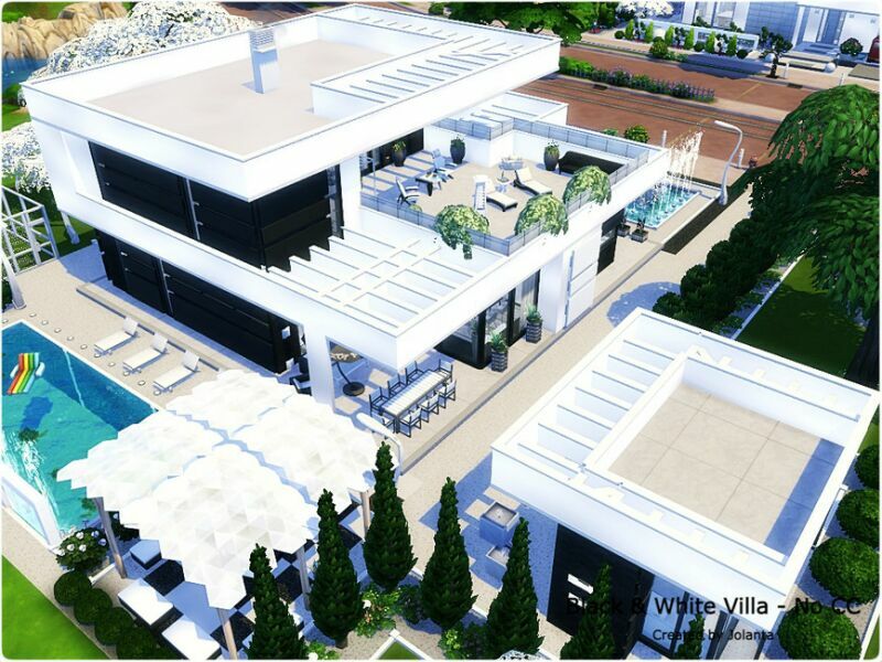 sims 4 cc black white villa no cc by jolanta 2