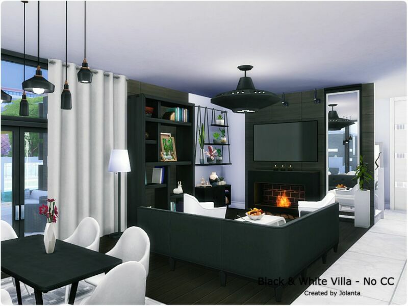 sims 4 cc black white villa no cc by jolanta 5