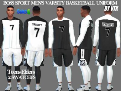 Boss Sport Men’S Varsity Basketball Uniform By VTK Sims 4 CC