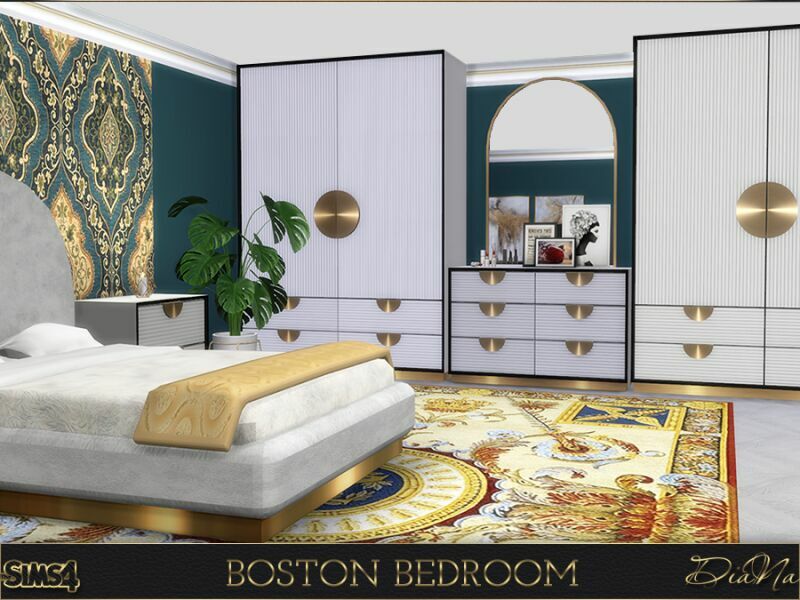 sims 4 cc boston bedroom by dianasims 5