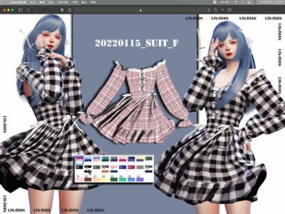 BOW TIE Suit Skirt Sims 4 CC