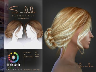 Braid BUN Hairstyle By S-Club By S-Club Sims 4 CC