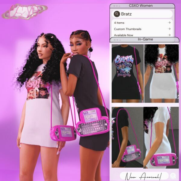 sims 4 cc bratz oversized tee bag hoops 2