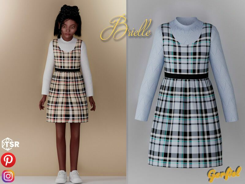 Brielle – Cute Plaid Dress Sims 4 CC