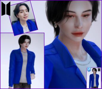 BTS Yoongi Blue Jacket By Lilmeowmeow Sims 4 CC