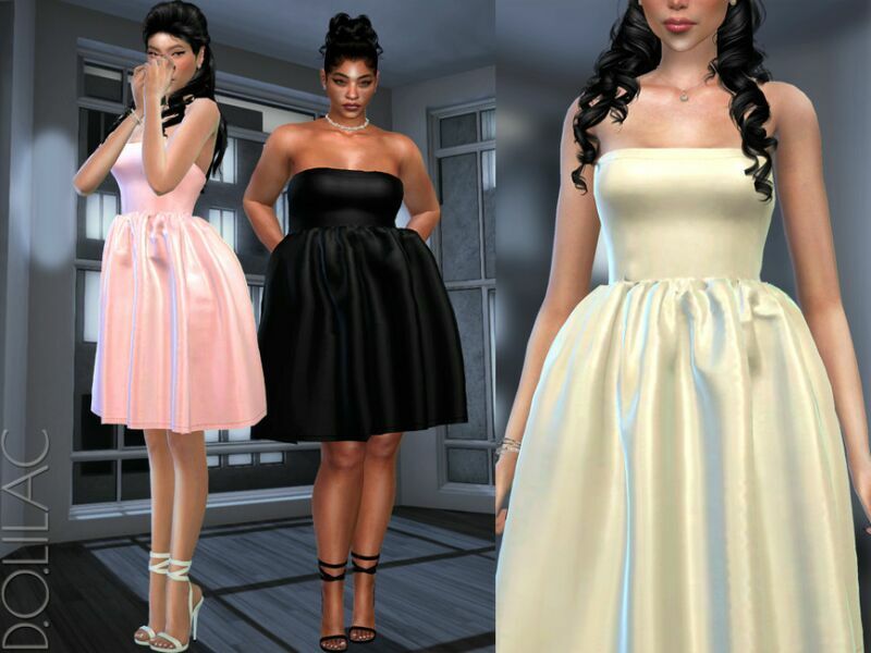 Buttercup Strapless Flared Dress DO497 Sims 4 CC