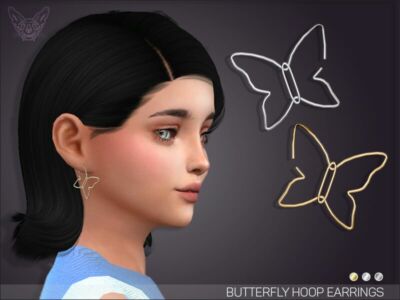 Butterfly Hoop Earrings For Kids By Giulietta Sims 4 CC