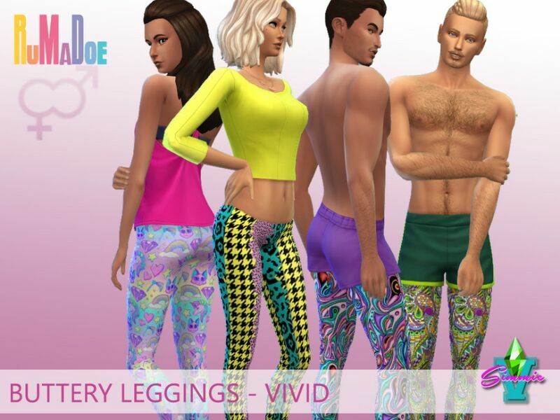 Buttery Unisex Leggings Vivid By Simmiev Sims 4 CC