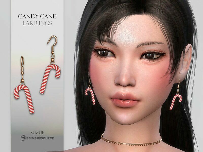 Candy Cane Earrings By Suzue Sims 4 CC