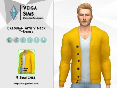 Cardigan With A V-Neck T-Shirt Sims 4 CC