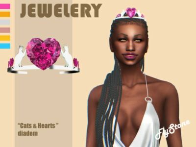 “Cats And Hearts” Diadem By Flystone Sims 4 CC