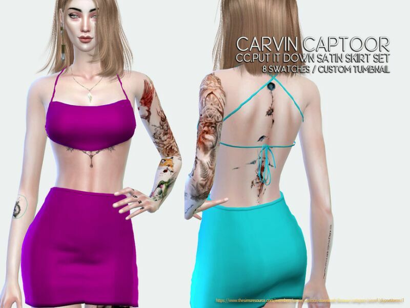 Cc.put IT Down Satin Skirt SET Sims 4 CC