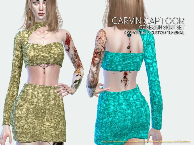 Cc.sequin Skirt SET Sims 4 CC