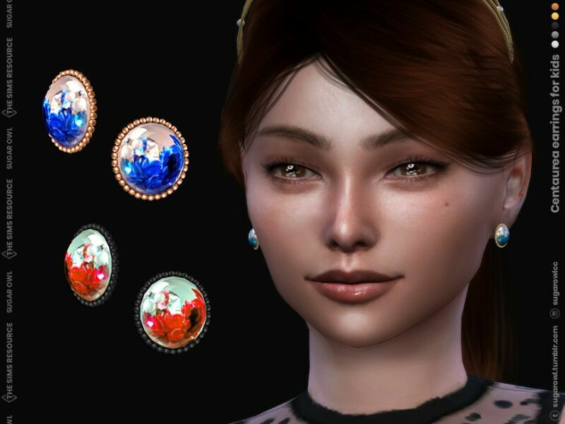 Centaurea Earrings For Kids Sims 4 CC