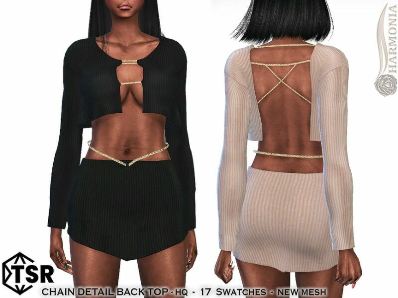 Chain Detail Back TOP By Harmonia Sims 4 CC