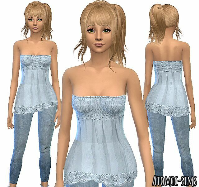 Chicchica Gray Tunik With Jeans Conversion By Atomic-Sims Sims 4 CC