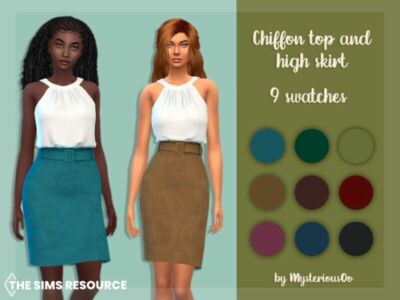 Chiffon TOP And High Skirt By Mysteriousoo Sims 4 CC