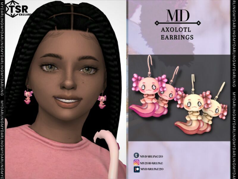 Child Axolotl Earrings By Mydarling20 Sims 4 CC