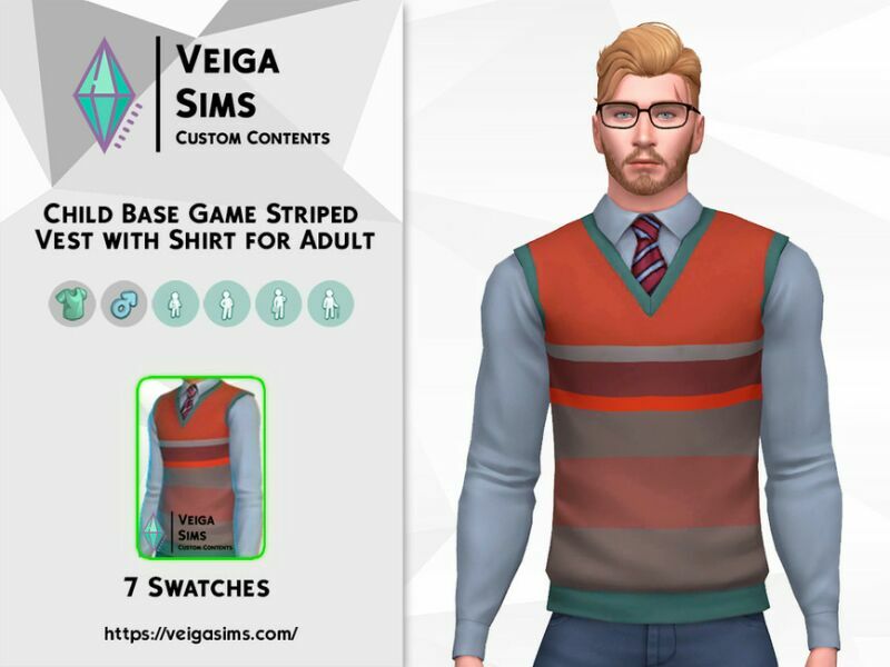 sims 4 cc child base game striped vest for adult 2