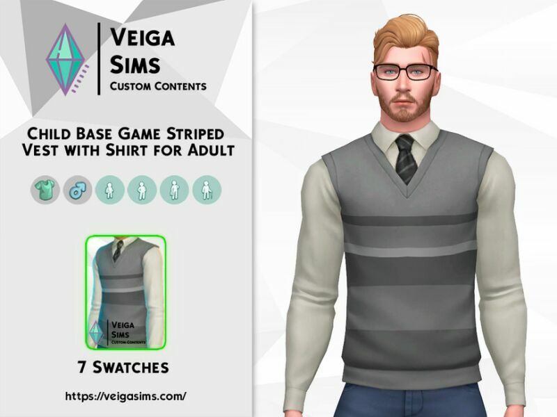 sims 4 cc child base game striped vest for adult 3