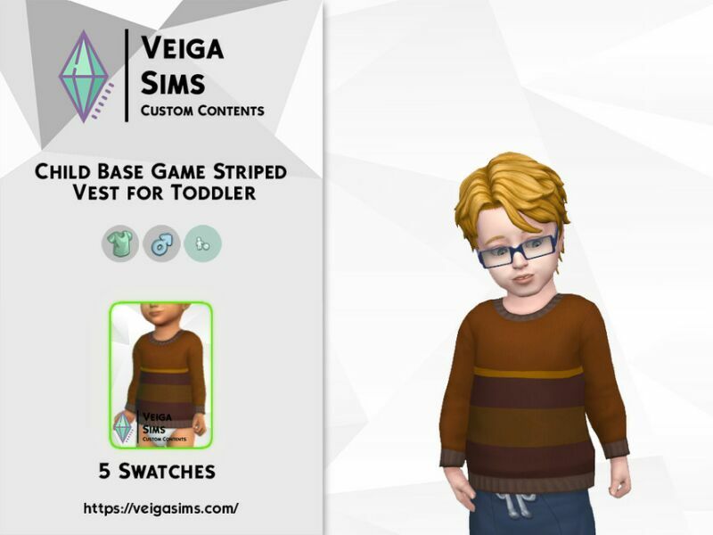 Child BG Striped Vest AS Sweatshirt For Toddler Sims 4 CC