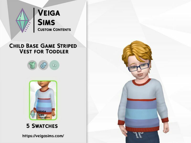 sims 4 cc child bg striped vest as sweatshirt for toddler 2