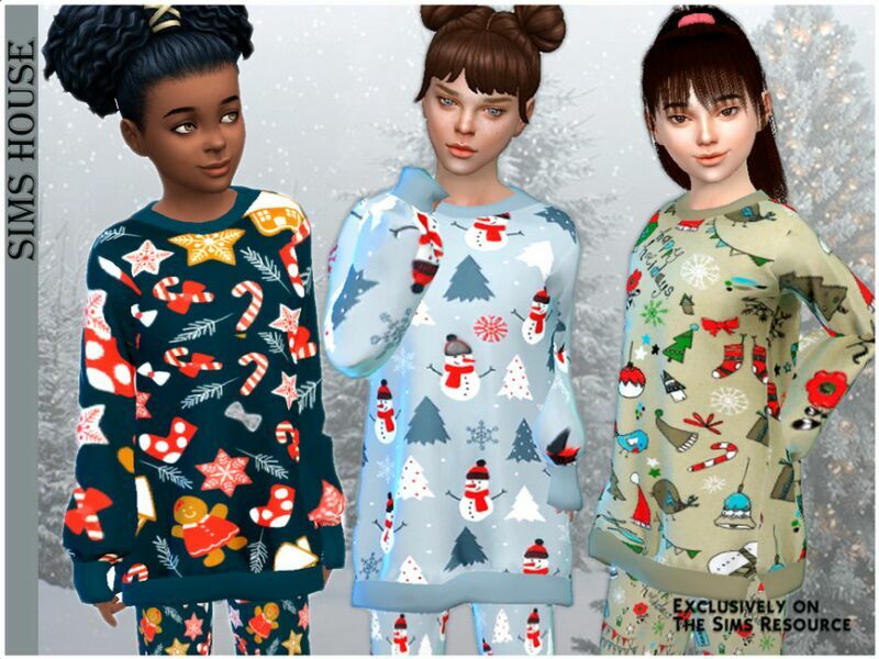 sims 4 cc childrens christmas pajamas bottom 2