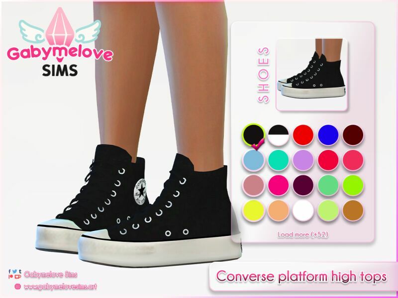 Chuck Taylor ALL Star Converse Platform High TOP Sneakers Sims 4 CC