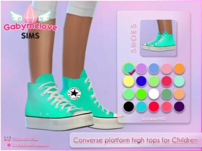 Chuck Taylor ALL Star Converse Platform High TOP Sneakers For Children Sims 4 CC