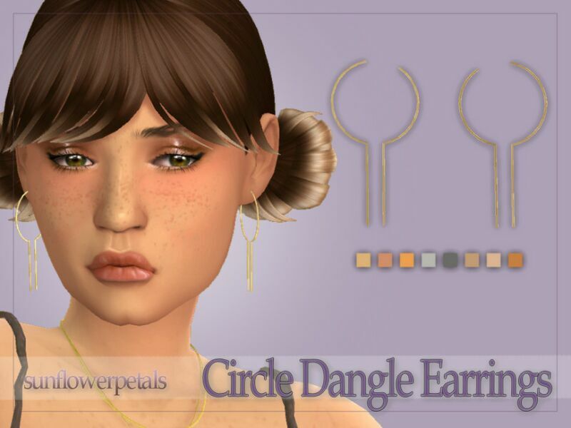 Circle Dangle Earrings By Sunflowerpetalscc Sims 4 CC