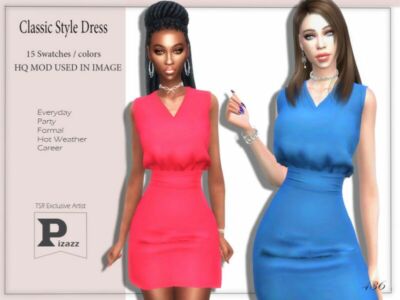 Classic Style Dress By Pizazz Sims 4 CC