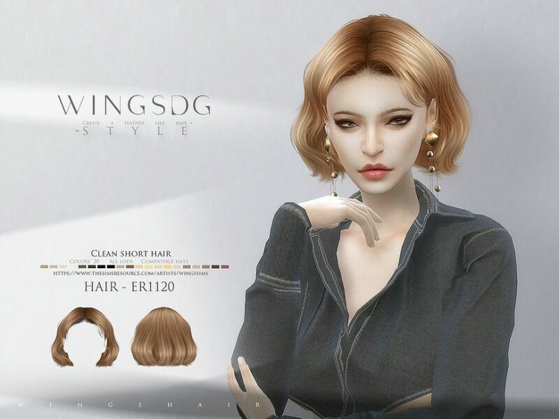 Clean Short Hair ER1120 By Wingssims Sims 4 CC