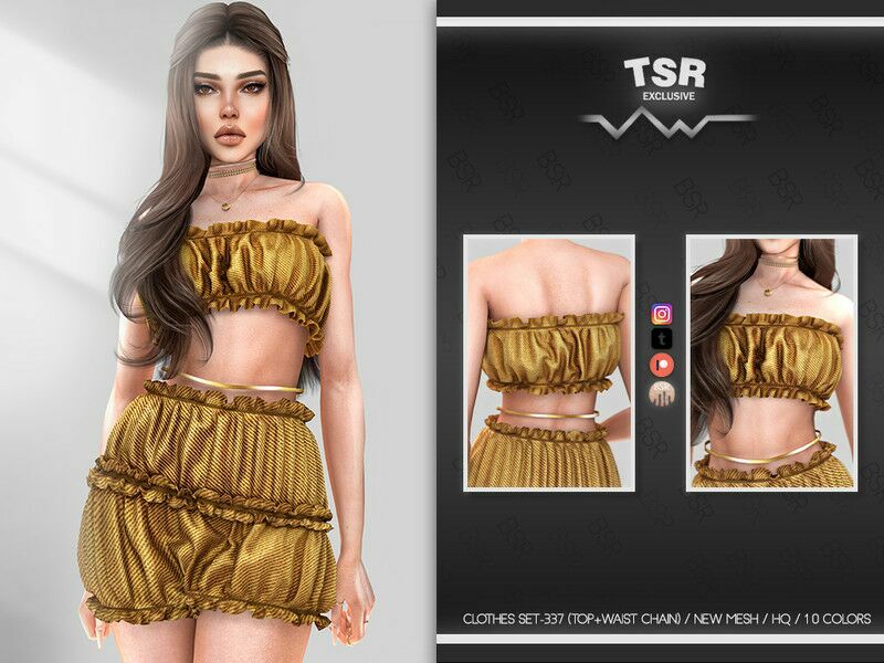 “Clothes SET-337 (Top+Waist Chain) For / Everyday” Sims 4 CC