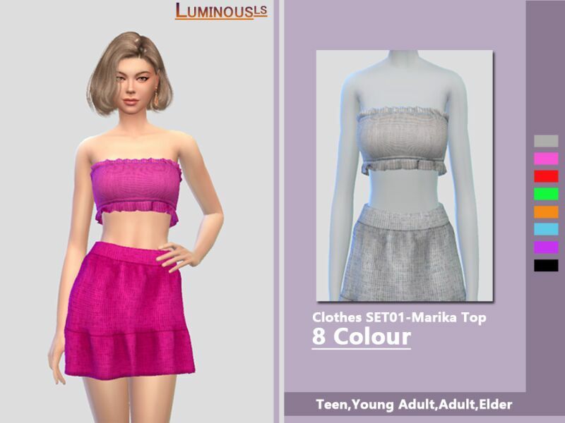 Clothes Set01-Marika TOP By Luminousls Sims 4 CC