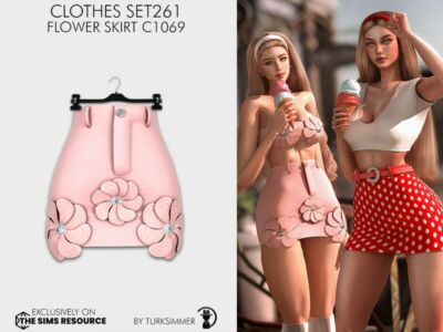 Clothes SET261 – Flower Skirt C1069 Sims 4 CC