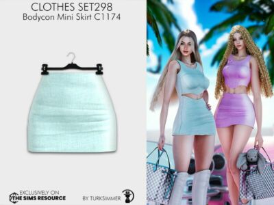 Clothes SET298 – Bodycon Mini Skirt C1174 (Recolor) By Turksimmer Sims 4 CC