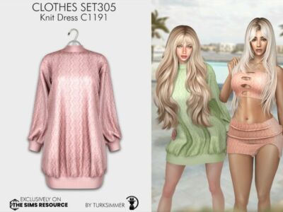 Clothes SET305 – Knit Dress C1191 By Turksimmer Sims 4 CC