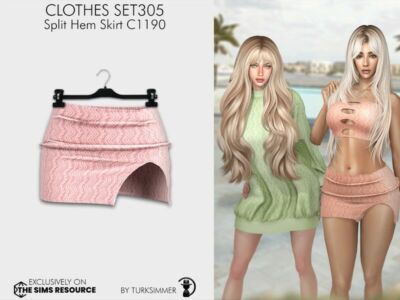 Clothes SET305 – Split HEM Skirt C1190 By Turksimmer Sims 4 CC