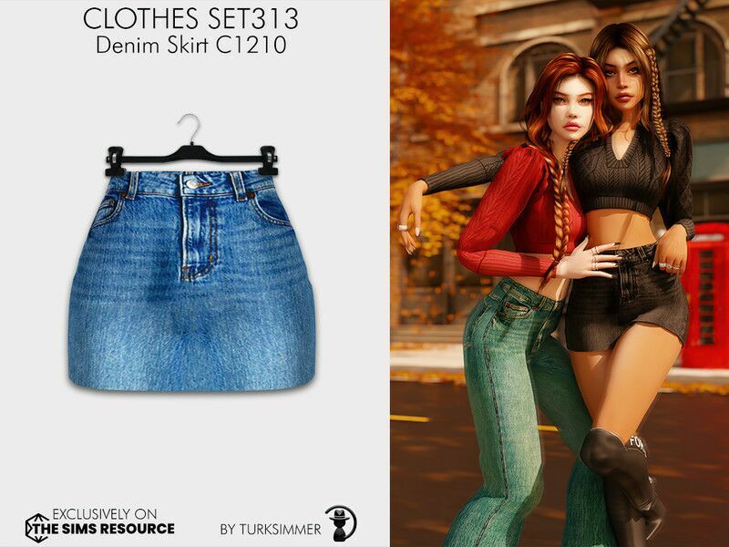 Clothes SET313 – Denim Skirt C1210 By Turksimmer Sims 4 CC