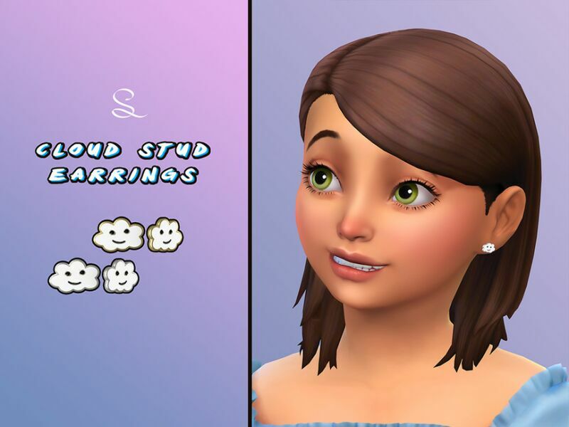 Cloud Stud Earrings For Kids By Simlasya Sims 4 CC