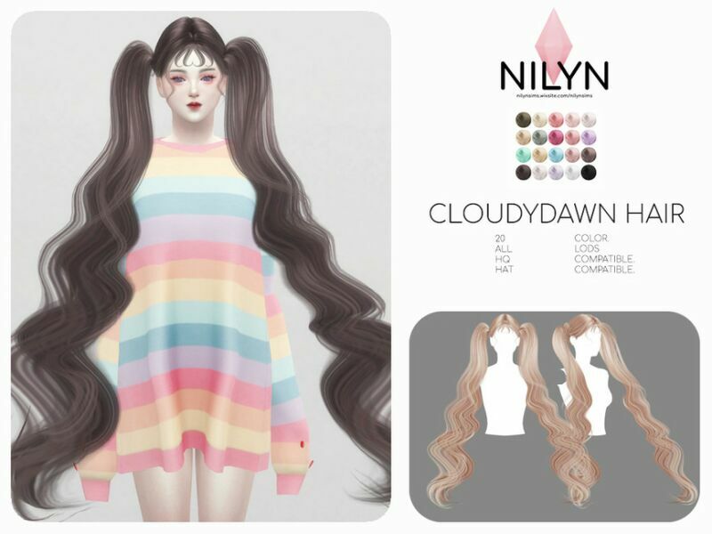 Cloudydawn Hair – NEW Mesh By Nilyn Sims 4 CC