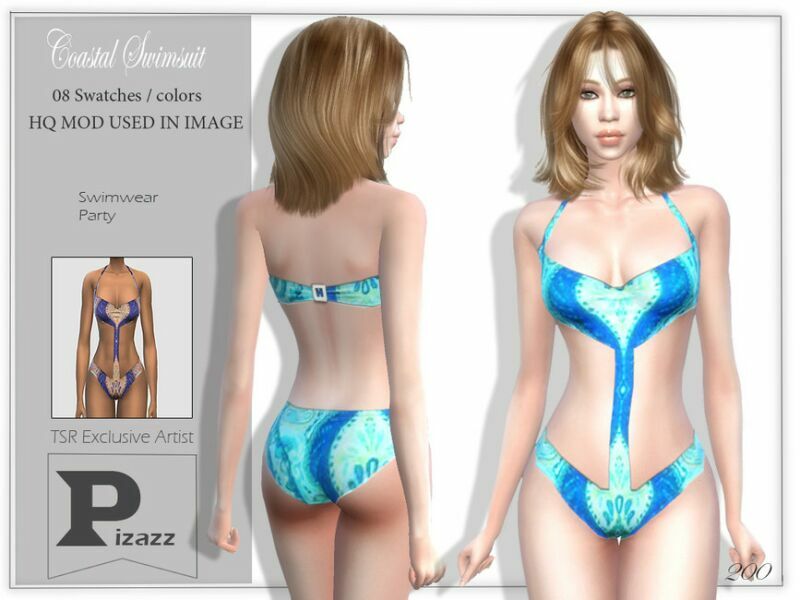 Coastal Swimsuit By Pizazz Sims 4 CC