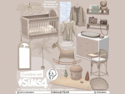 Coraline Nursery SET By Syboulette Sims 4 CC