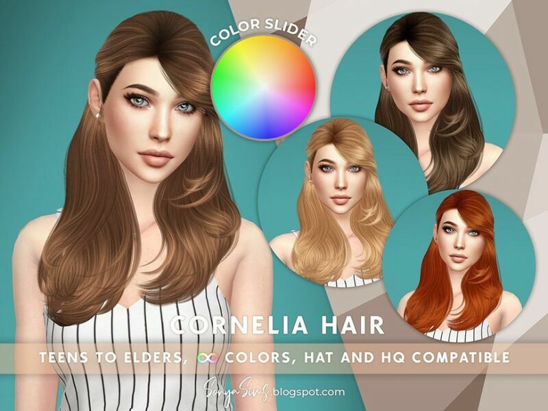 Cornelia Hair Color Slider (Patreon – Retexture) By Sonyasimscc Sims 4 CC