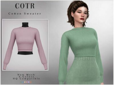 Cotton Sweater T-395 By Chordoftherings Sims 4 CC