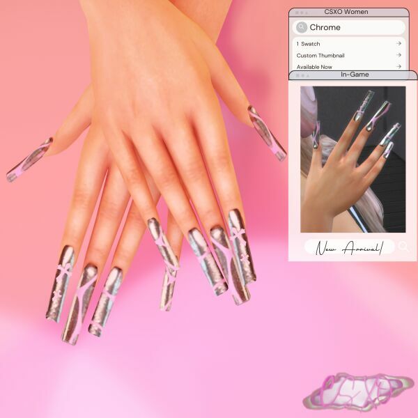 sims 4 cc cracked chrome nails 2