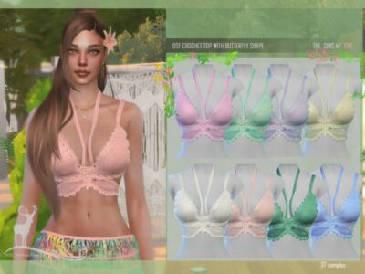 Crochet TOP With Butterfly Shape By Dansimsfantasy Sims 4 CC