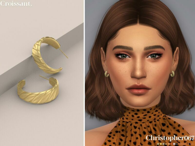 Croissant Earrings By Christopher067 Sims 4 CC